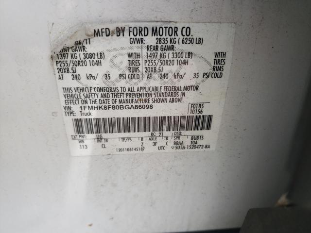 Photo 10 from auction – 2011 FORD EXPLORER L with VIN 1FMHK8F80BGA86098