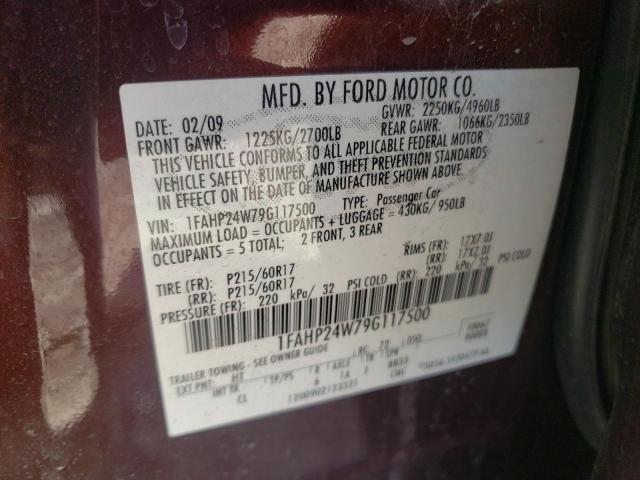 Photo 10 from auction – 2009 FORD TAURUS SEL with VIN 1FAHP24W79G117500