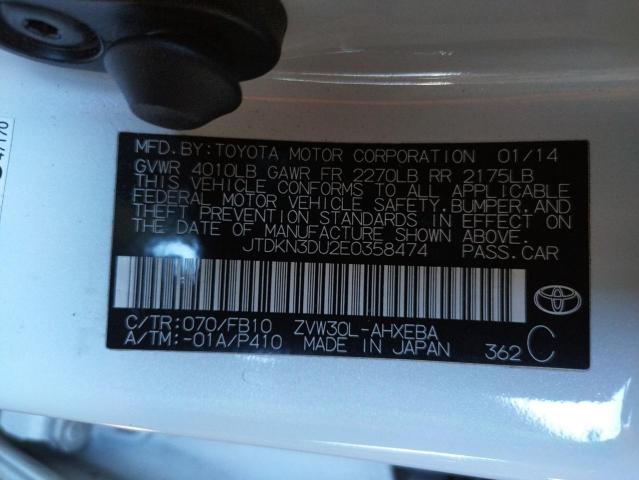 Photo 10 from auction – 2014 TOYOTA PRIUS with VIN JTDKN3DU2E0358474