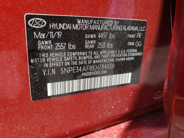 Photo 10 from auction – 2019 HYUNDAI SONATA LIM with VIN 5NPE34AF8KH784036