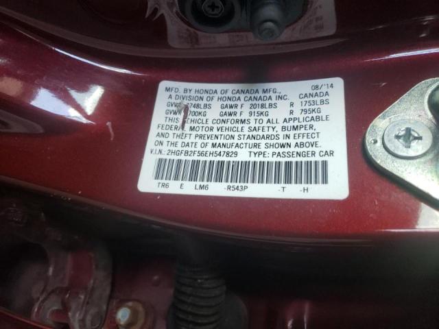 Photo 10 from auction – 2014 HONDA CIVIC LX with VIN 2HGFB2F56EH547829