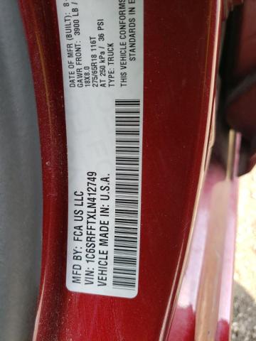 Photo 10 from auction – 2020 RAM 1500 BIG H with VIN 1C6SRFFTXLN412749