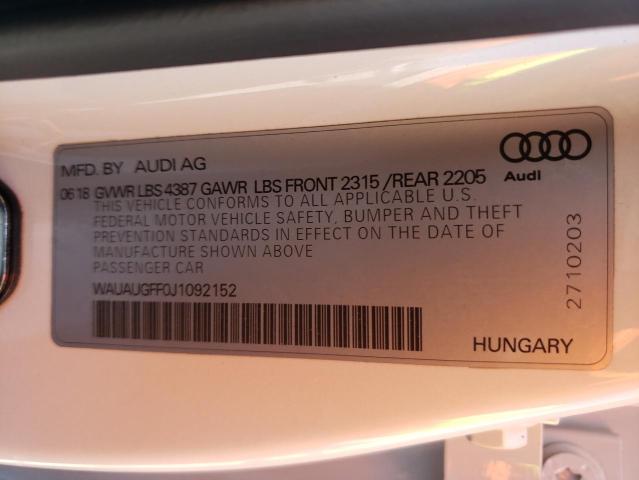 Photo 10 from auction – 2018 AUDI A3 PREMIUM with VIN WAUAUGFF0J1092152