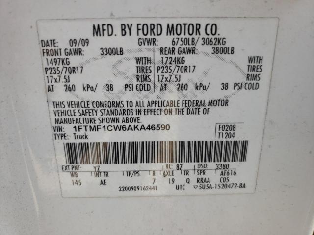Photo 10 from auction – 2010 FORD F150 with VIN 1FTMF1CW6AKA46590