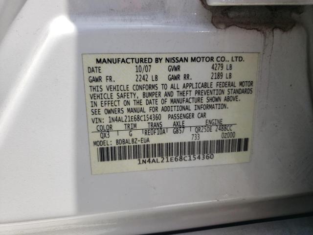 Photo 10 from auction – 2008 NISSAN ALTIMA 2.5 with VIN 1N4AL21E68C154360