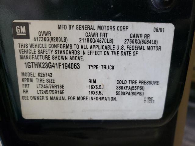 Photo 10 from auction – 2001 GMC SIERRA K25 with VIN 1GTHK23G41F194063