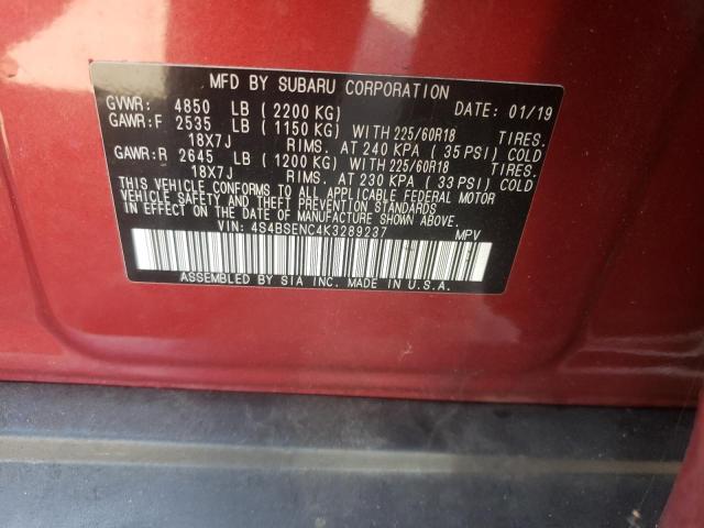 Photo 10 from auction – 2019 SUBARU OUTBACK 3. with VIN 4S4BSENC4K3289237