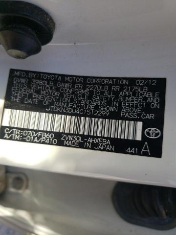 Photo 10 from auction – 2012 TOYOTA PRIUS with VIN JTDKN3DU4C1512299
