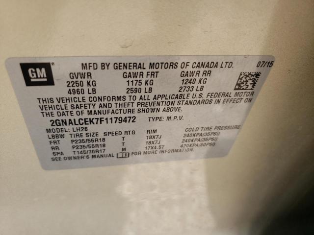 Photo 10 from auction – 2015 CHEVROLET EQUINOX LT with VIN 2GNALCEK7F1179472