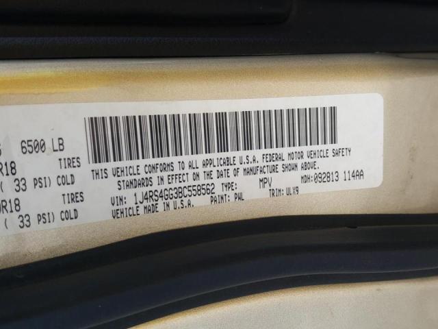 Photo 10 from auction – 2011 JEEP GRAND CHER with VIN 1J4RS4GG3BC558562
