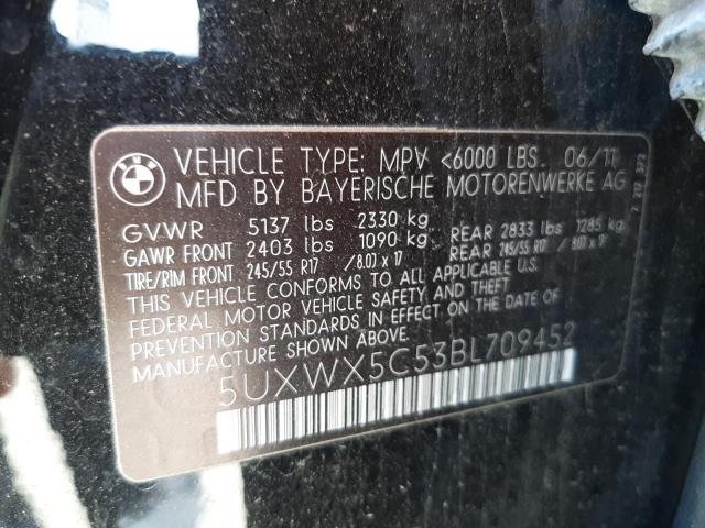 Photo 10 from auction – 2011 BMW X3 XDRIVE2 with VIN 5UXWX5C53BL709452