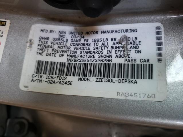 Photo 10 from auction – 2004 TOYOTA COROLLA CE with VIN 1NXBR32E54Z326296
