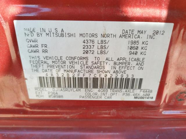 Photo 10 from auction – 2012 MITSUBISHI GALANT FE with VIN 4A32B2FF7CE022933