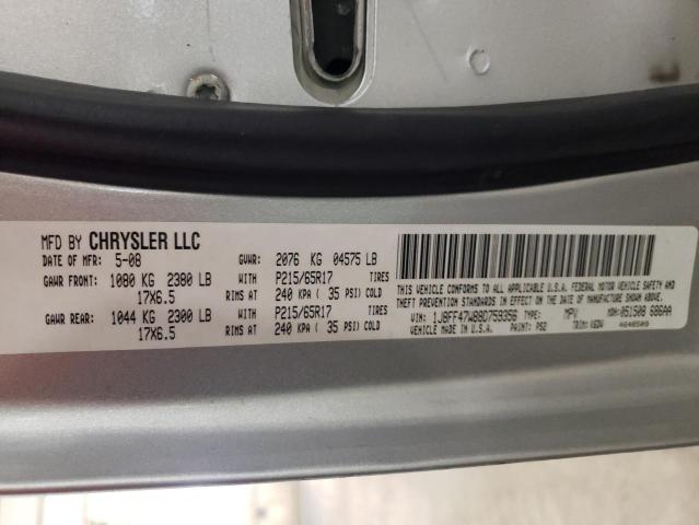 Photo 10 from auction – 2008 JEEP COMPASS SP with VIN 1J8FF47W88D759356
