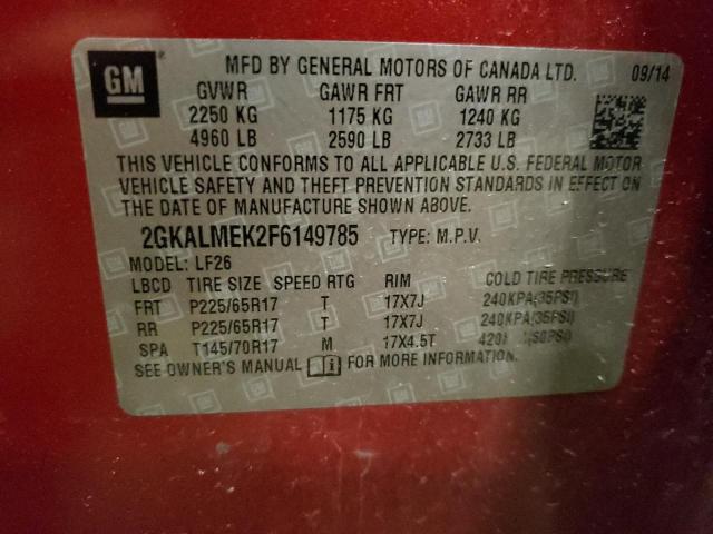 Photo 10 from auction – 2015 GMC TERRAIN SL with VIN 2GKALMEK2F6149785