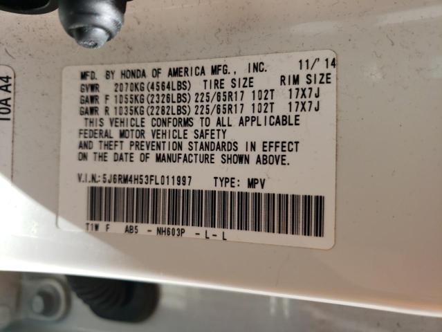 Photo 10 from auction – 2015 HONDA CR-V EX with VIN 5J6RM4H53FL011997