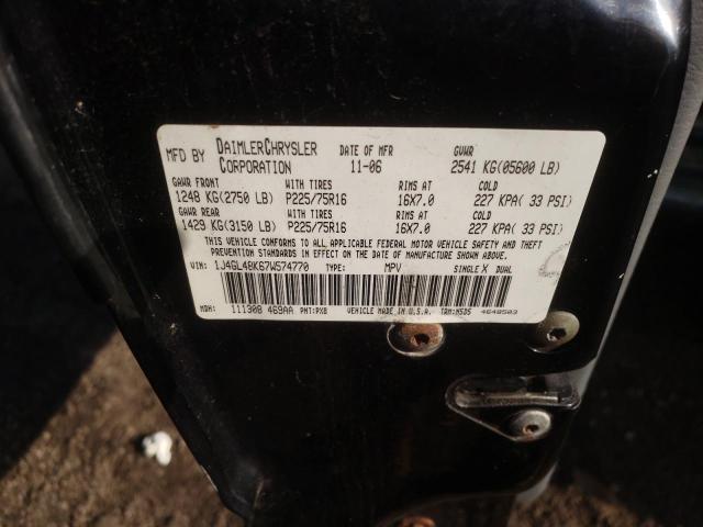 Photo 10 from auction – 2007 JEEP LIBERTY SP with VIN 1J4GL48K67W574770