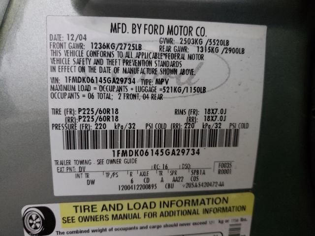 Photo 10 from auction – 2005 FORD FREESTYLE with VIN 1FMDK06145GA29734
