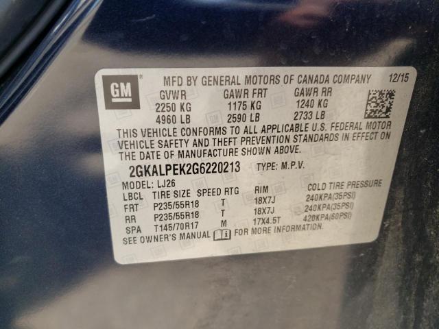 Photo 10 from auction – 2016 GMC TERRAIN SL with VIN 2GKALPEK2G6220213