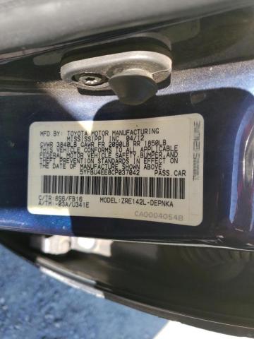 Photo 10 from auction – 2012 TOYOTA COROLLA BA with VIN 5YFBU4EE8CP037042