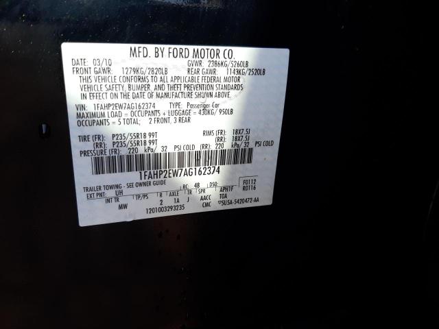 Foto 10 de la subasta – 2010 FORD TAURUS SEL con VIN 1FAHP2EW7AG162374