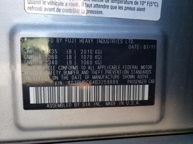 Photo 10 from auction – 2011 SUBARU LEGACY 2.5 with VIN 4S3BMBC64B3259889