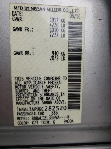 Photo 10 from auction – 2016 NISSAN ALTIMA 2.5 with VIN 1N4AL3AP9GC282520