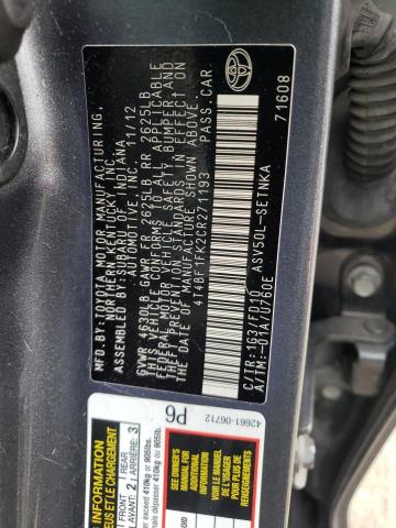 Photo 10 from auction – 2012 TOYOTA CAMRY BASE with VIN 4T4BF1FK2CR271193