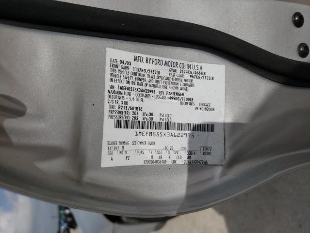 Photo 10 from auction – 2003 MERCURY SABLE LS P with VIN 1MEFM55SX3A622995