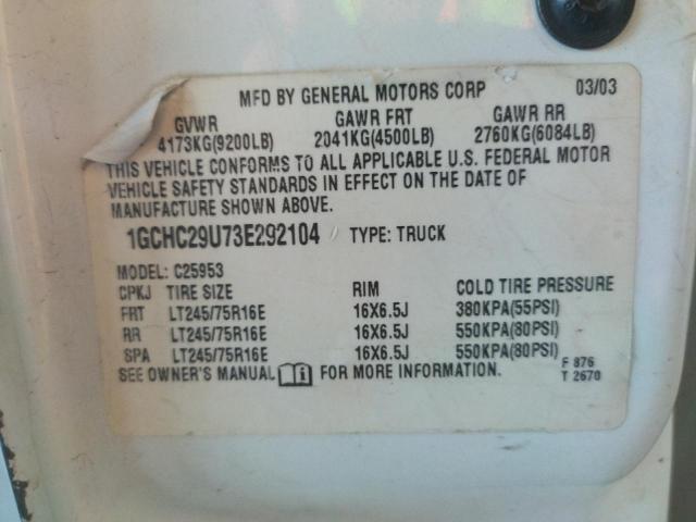 Photo 10 from auction – 2003 CHEVROLET SILVERADO with VIN 1GCHC29U73E292104