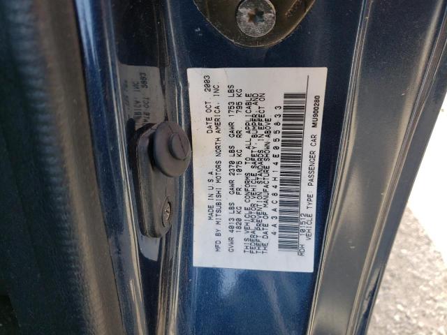 Photo 10 from auction – 2004 MITSUBISHI ECLIPSE GT with VIN 4A3AC84H14E055833