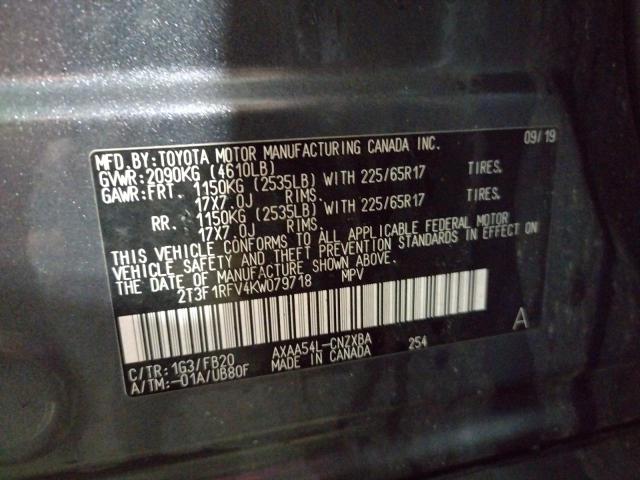 Photo 10 from auction – 2019 TOYOTA RAV4 LE with VIN 2T3F1RFV4KW079718
