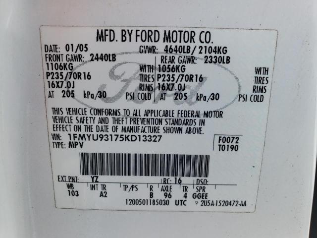 Photo 10 from auction – 2005 FORD ESCAPE XLT with VIN 1FMYU93175KD13327
