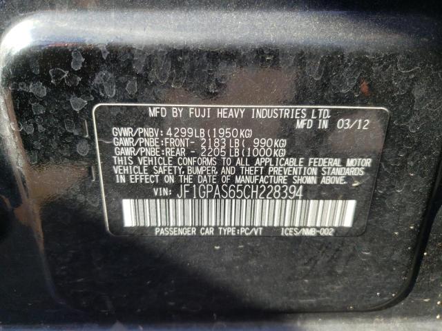 Photo 10 from auction – 2012 SUBARU IMPREZA SP with VIN JF1GPAS65CH228394