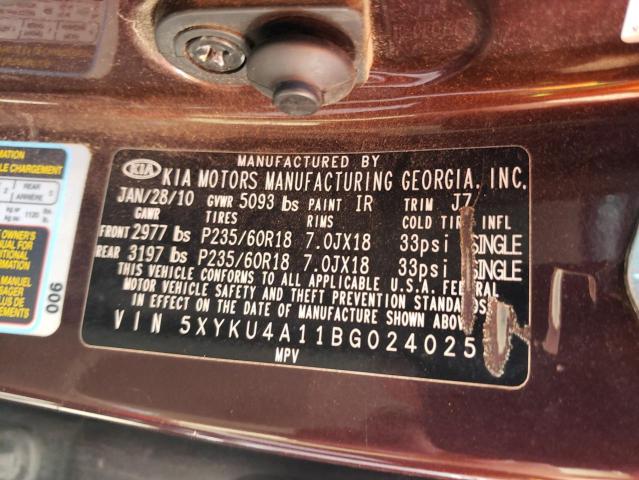 Photo 10 from auction – 2011 KIA SORENTO EX with VIN 5XYKU4A11BG024025