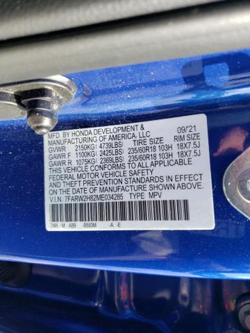 Photo 10 from auction – 2021 HONDA CR-V EXL with VIN 7FARW2H82ME034285