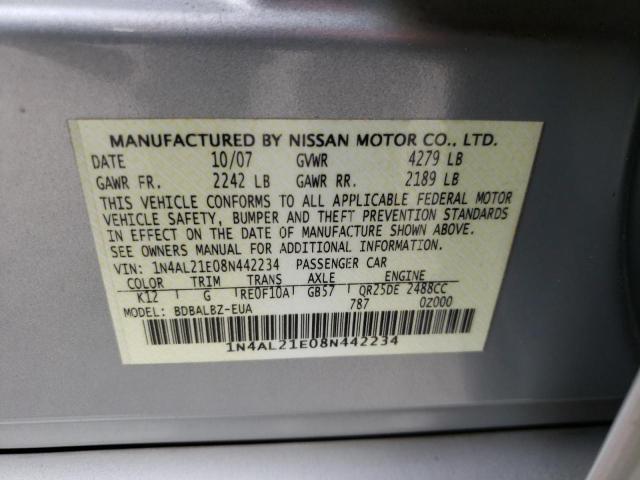 Photo 10 from auction – 2008 NISSAN ALTIMA 2.5 with VIN 1N4AL21E08N442234