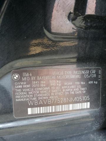 Photo 10 from auction – 2008 BMW 335 I with VIN WBAVB77528NM05105