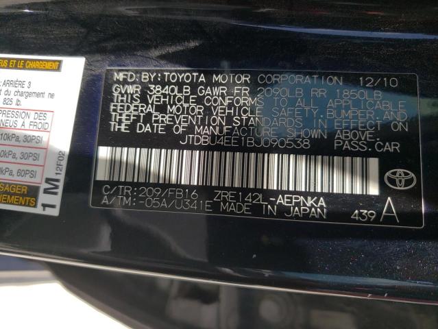 Photo 10 from auction – 2011 TOYOTA COROLLA BA with VIN JTDBU4EE1BJ090538