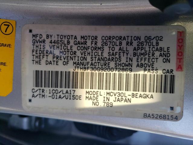 Photo 10 from auction – 2002 LEXUS ES 300 with VIN JTHBF30G920072869