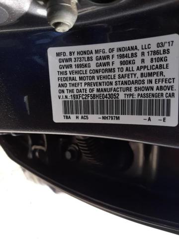 Photo 10 from auction – 2017 HONDA CIVIC LX with VIN 19XFC2F58HE043052