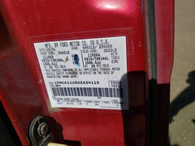 Photo 10 from auction – 1995 FORD AEROSTAR with VIN 1FMCA11U5SZA34110