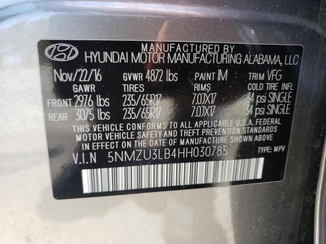 Photo 10 from auction – 2017 HYUNDAI SANTA FE S with VIN 5NMZU3LB4HH030785