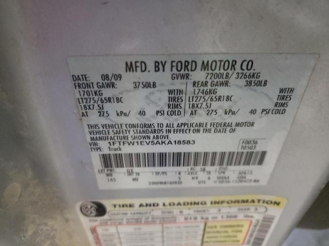 Photo 10 from auction – 2010 FORD F150 SUPER with VIN 1FTFW1EV5AKA18583