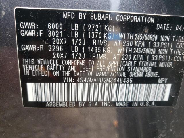 Photo 10 from auction – 2021 SUBARU ASCENT PRE with VIN 4S4WMAHD2M3446436
