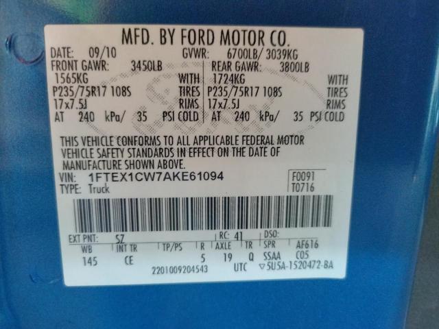 Photo 10 from auction – 2010 FORD F150 SUPER with VIN 1FTEX1CW7AKE61094