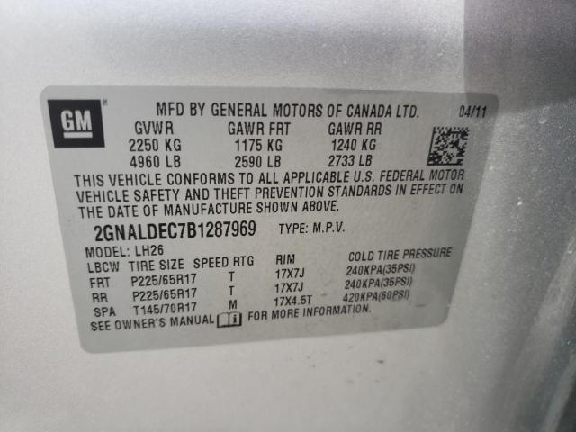Photo 10 from auction – 2011 CHEVROLET EQUINOX LT with VIN 2GNALDEC7B1287969