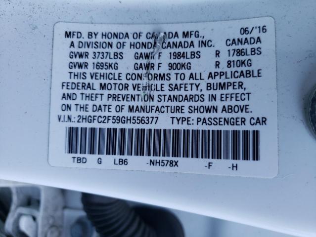 Photo 10 from auction – 2016 HONDA CIVIC LX with VIN 2HGFC2F59GH556377