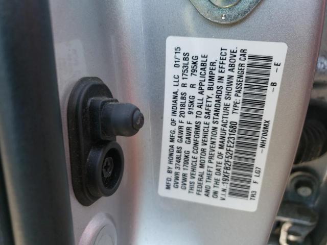 Photo 10 from auction – 2015 HONDA CIVIC LX with VIN 19XFB2F52FE231680
