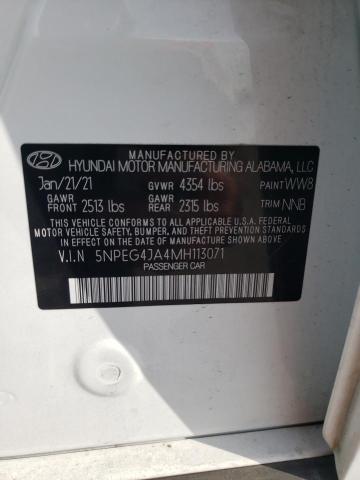 Photo 10 from auction – 2021 HYUNDAI SONATA SE with VIN 5NPEG4JA4MH113071